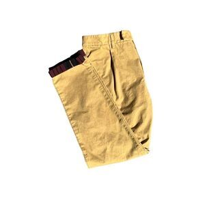 ALEXANDER MCQUEEN Men’s Khaki Single Clasp Pant With Plaid Rolled Hem Size IT46